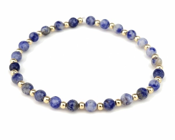 2328k Bransoletka kamień naturalny sodalit na gumce jubilerskiej