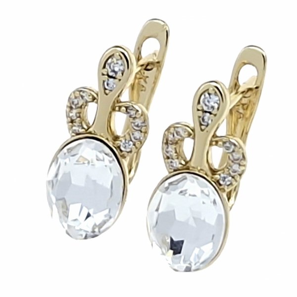 390b Kolczyki złote pozłacane wiszące 14K Xuping cyrkonie