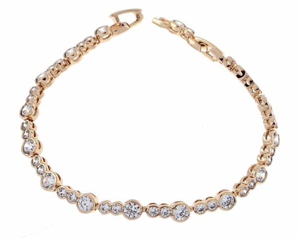 0265 Bransoletka cyrkonie złota 19,5cm pozłacana 18k Xuping