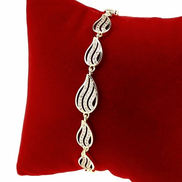 0866 Bransoletka złota elegancka cyrkonie 19cm pozłacana 14k Aisadi