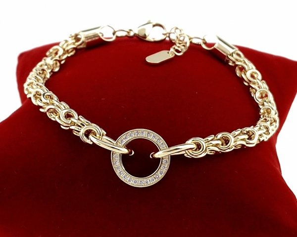 2549 Bransoletka elegancka złota 17+3cm pozłacana 14k cyrkonie