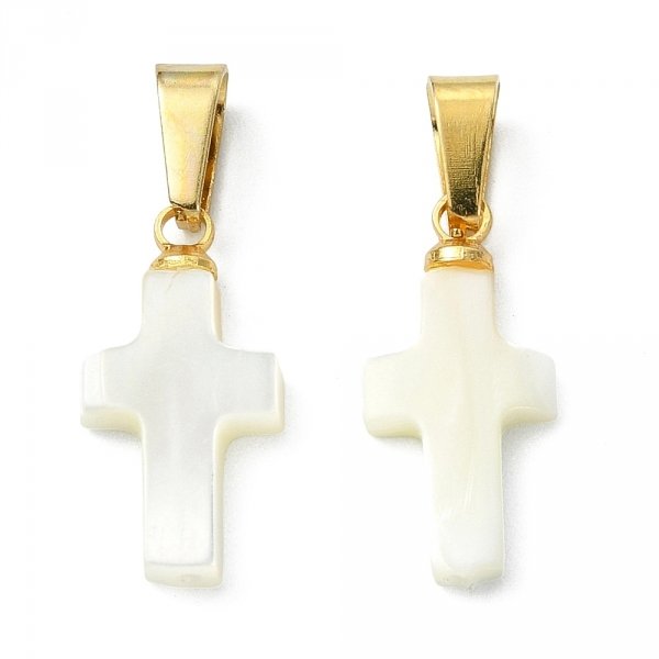 1820e Zawieszka pozłacana 14k krzyż muszla 16,5~17x8x2,5 mm,