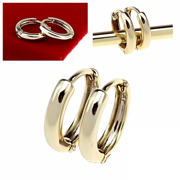 3113 Kolczyki złote pozłacane wiszące 14K Xuping koła 1,3cm
