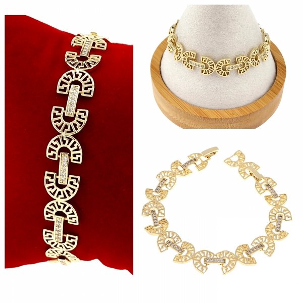 2027 Bransoletka złota elegancka cyrkonie 20cm pozłacana 14k Milan