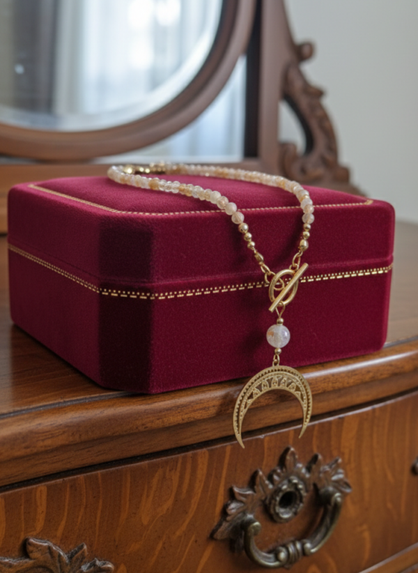 2254c Naszyjnik cytryn kamień naturalny 47cm stal chirurgiczna nierdzewna naszyjnik