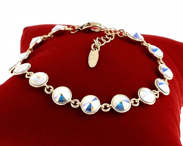 1420 Bransoletka elegancka Austrian Crystal złota cyrkonie 17+3 pozłacana 14k Xuping