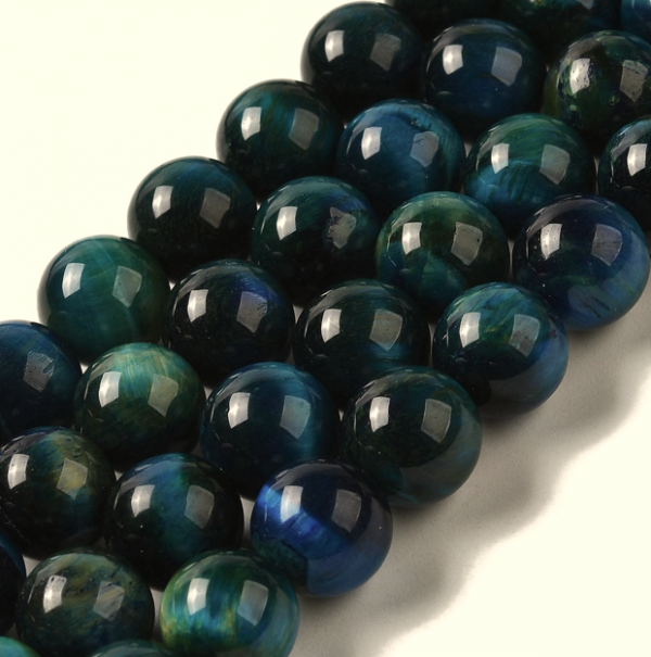 664 Koraliki naturalne tygrysie oko 0,8mm okrągłe, niebieskie otwór: 1,2mm 