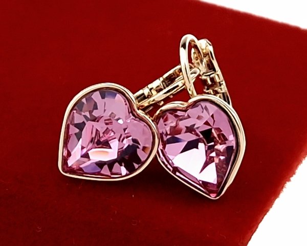 2982a Kolczyki złote Austrian Crystal cyrkonia pozłacane 18k Xuping wiszące serce