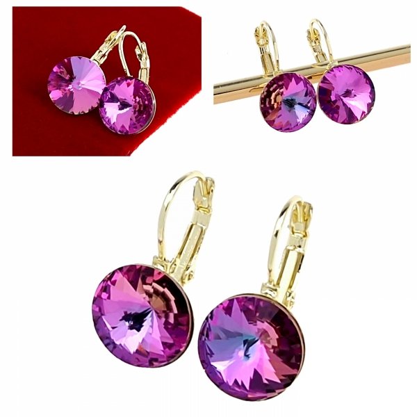 DUPLIKAT: 646 Kolczyki złote Austrian Crystal cyrkonia pozłacane 14k Xuping wiszące