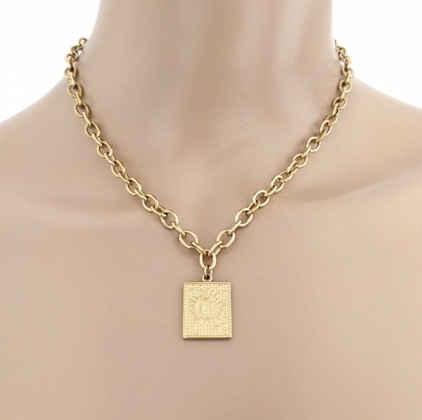 3436 Złoty łańcuszek naszyjnik 40+5cm stal chirurgiczna 316L