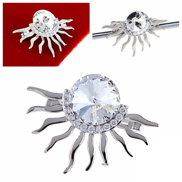 598j Elegancka broszka srebrna cyrkonia przypinka pozłacana białym złotem Xuping Austrian Crystal