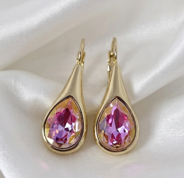 1720 Kolczyki złote pozłacane wiszące 14K cyrkonie