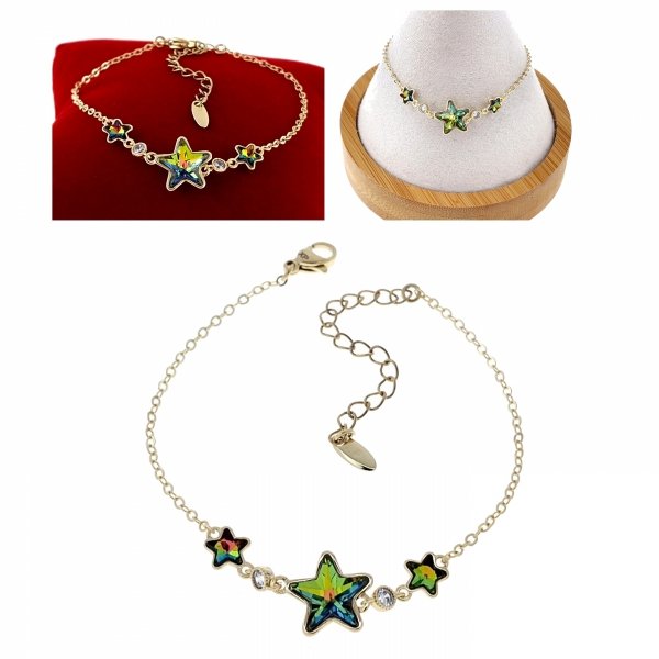 3307 Bransoletka elegancka Austrian Crystal złota cyrkonie 16,5+5 pozłacana 14k Xuping gwiazdki