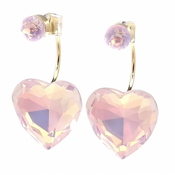 455d Kolczyki złote pozłacane wiszące 14K serce