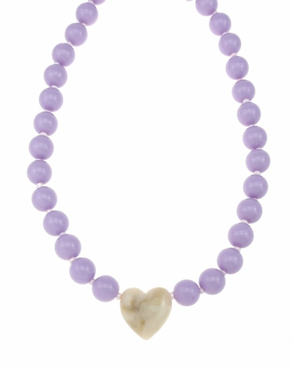 767 Złoty naszyjnik 46+5cm stal chirurgiczna koraliki akrylowe serce