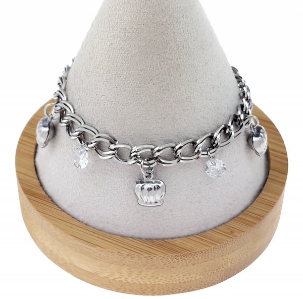 4251 Bransoletka elegancka srebrna 18+3cm pozłacana białym złotem 