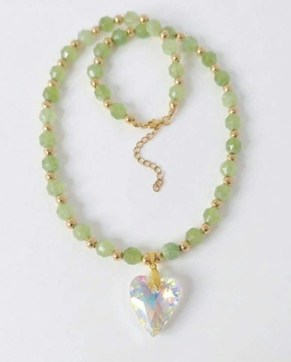 2322d Naszyjnik dolomit kamień naturalny 50+5cm stal chirurgiczna nierdzewna 