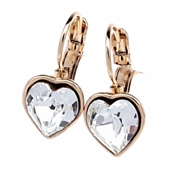 4822 Kolczyki złote Austrian Crystal cyrkonia pozłacane 18k Xuping wiszące serce