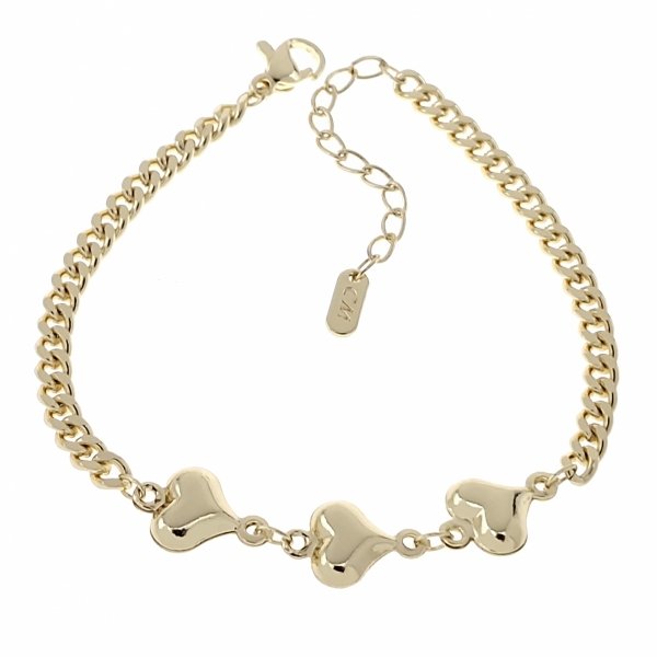 2182 Bransoletka elegancka złota 16,5+3cm pozłacana 14k serce