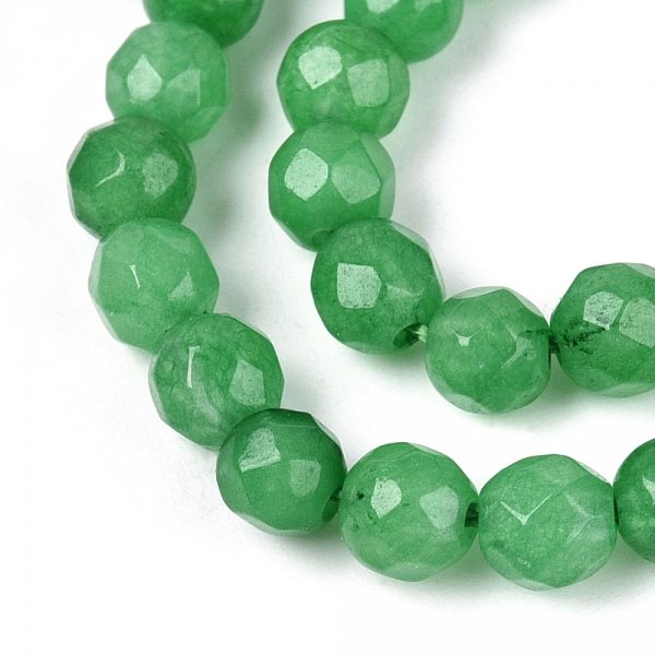 4193 Jadeit fasetowany okrągły kamień naturalny 4mm pasmo 38cm