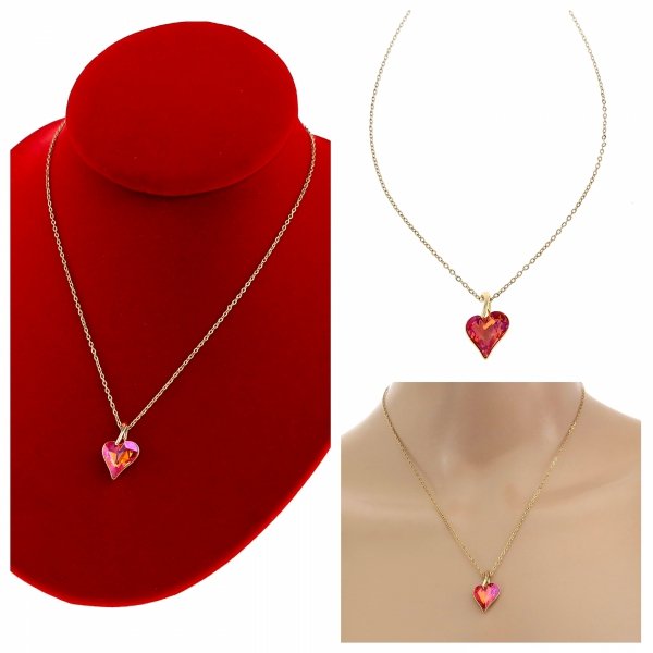 984 Złoty łańcuszek Austrian Crystal 41+5 naszyjnik pozłacany 14K Xuping serce