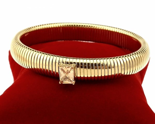 595 Bransoletka złota 6,5cm stal chirurgiczna bangla 316L rozciągliwa