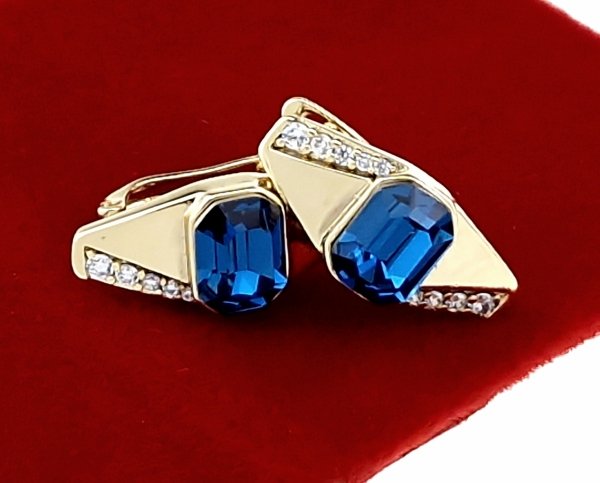 1934L Kolczyki złote Austrian Crystal pozłacane cyrkonie wiszące 14K Xuping Swaro