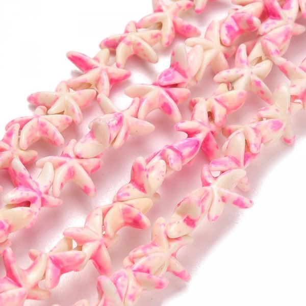 sz252 Syntetyczne koraliki, rozgwiazda 10x10x4mm, sznur 34cm