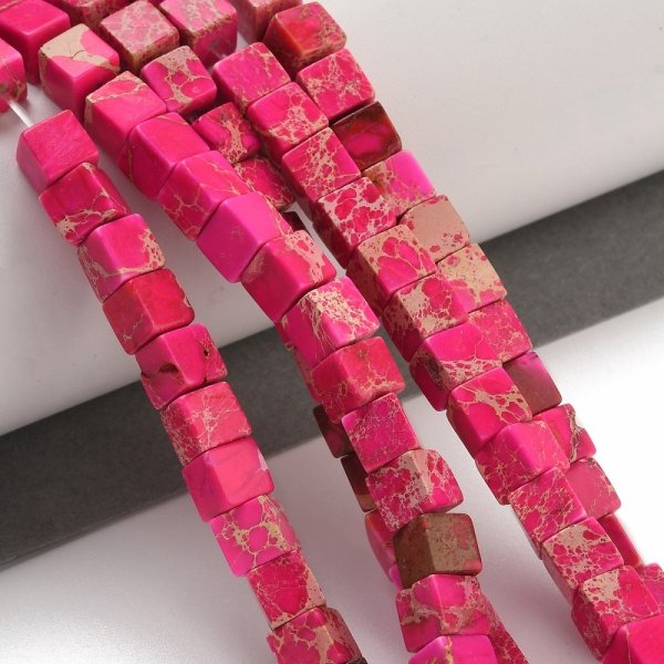 413 Jaspis cesarski kamień naturalny, kształt kostki 6x6x6mm