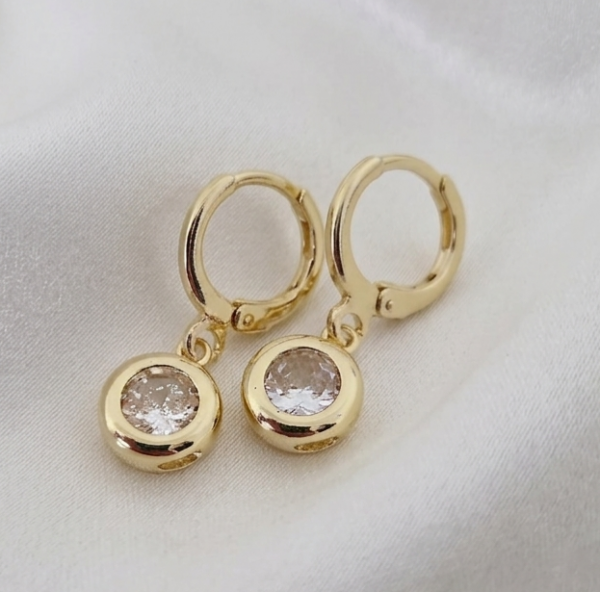 856 Kolczyki złote pozłacane wiszące 14K 