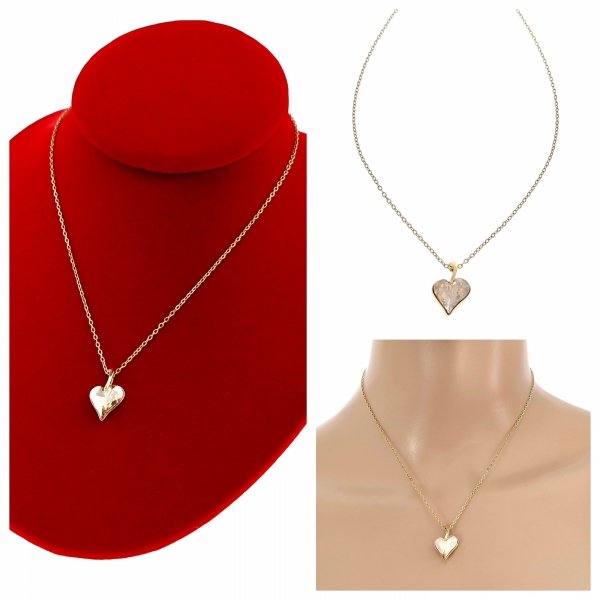 3843 Złoty łańcuszek Austrian Crystal 41+5 naszyjnik pozłacany 14K Xuping serce