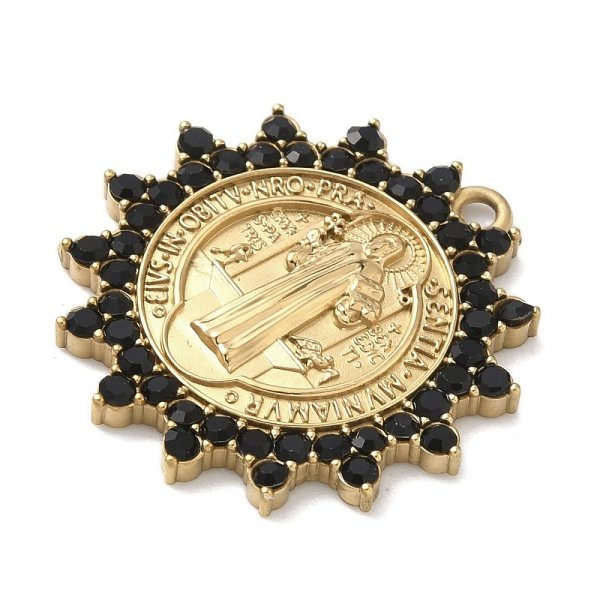 3251c Złota zawieszka błyszcząca stal chirurgiczna nierdzewna medalik