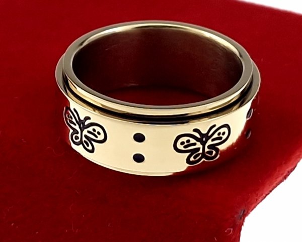 524a Pierścionek złoty stal chirurgiczna 316L nierdzewna