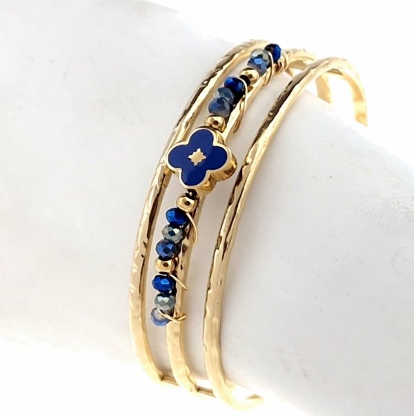 510c Bransoletka złota elegancka 5,5cm pozłacana 14k bangla Acero