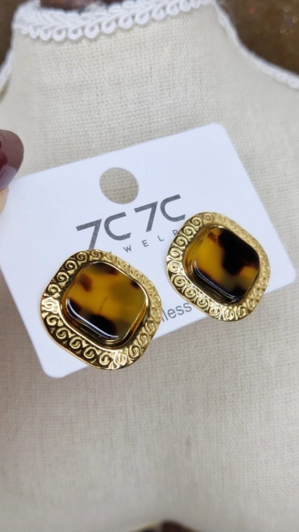 1736f Kolczyki złote wtyczki stal chirurgiczna 316L nierdzewna