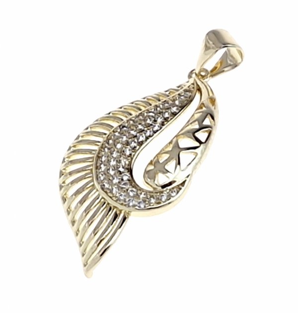 1917e Złota zawieszka błyszcząca pozłacana 14k cyrkonie 