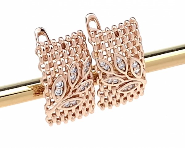 3755 Złote kolczyki cyrkonie pozłacane rose gold Xuping wiszące 