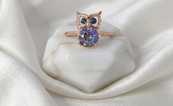 1915h Pierścionek złoty pozłacany 18k cyrkonie Austrian Crystal