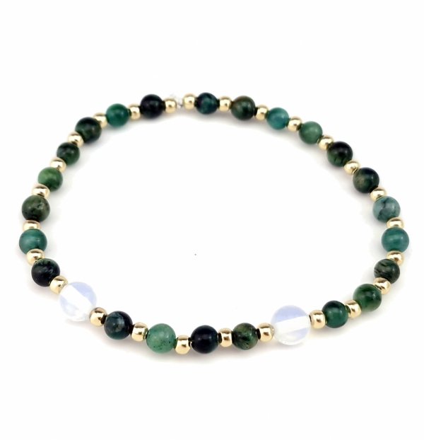 1935j Bransoletka kamień naturalny, mix kamieni na gumce jubilerskiej