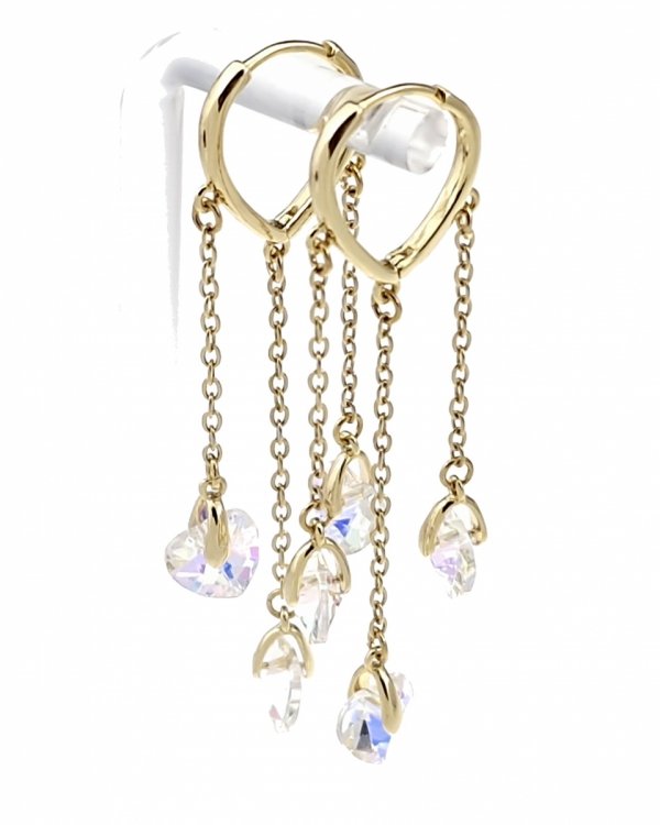 0129 Kolczyki złote pozłacane Austrian Crystal wiszące 14K cyrkonie Xuping 