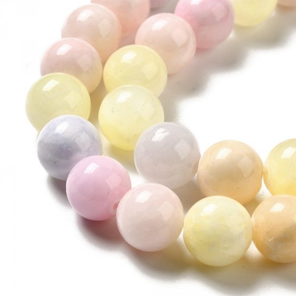 3961 Jadeit wielokolorowy okrągły kamień naturalny 10mm pasmo 38cm