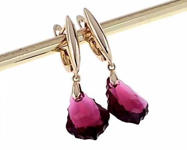 181b Kolczyki złote Austrian Crystal cyrkonia pozłacane 18k Xuping wiszące
