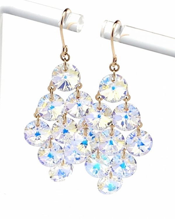 3171 Kolczyki złote Austrian Crystal cyrkonia pozłacane 18k Xuping wiszące