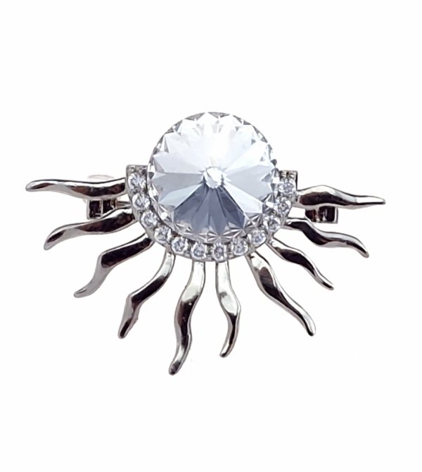 598j Elegancka broszka srebrna cyrkonia przypinka pozłacana białym złotem Xuping Austrian Crystal