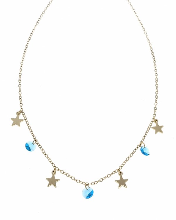 1327 Złoty łańcuszek Austrian Crystal 42+5 naszyjnik pozłacany 14K Xuping gwiazdki