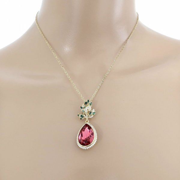 0190 Złoty łańcuszek Austrian Crystal 40+5 naszyjnik pozłacany 14K Xuping