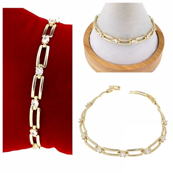 4069 Bransoletka złota elegancka cyrkonie 20cm pozłacana 14k Aisadi
