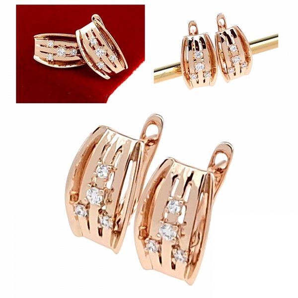 2638 Złote kolczyki cyrkonie pozłacane rose gold Xuping wiszące 