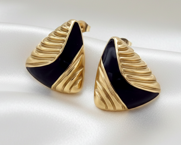 2162 Kolczyki złote stal chirurgiczna 316L wtyczki stal nierdzewna