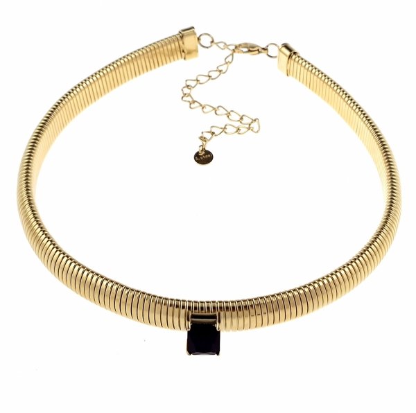 4424 Złoty łańcuszek naszyjnik 33+8 stal chirurgiczna 316L Viki lady choker
